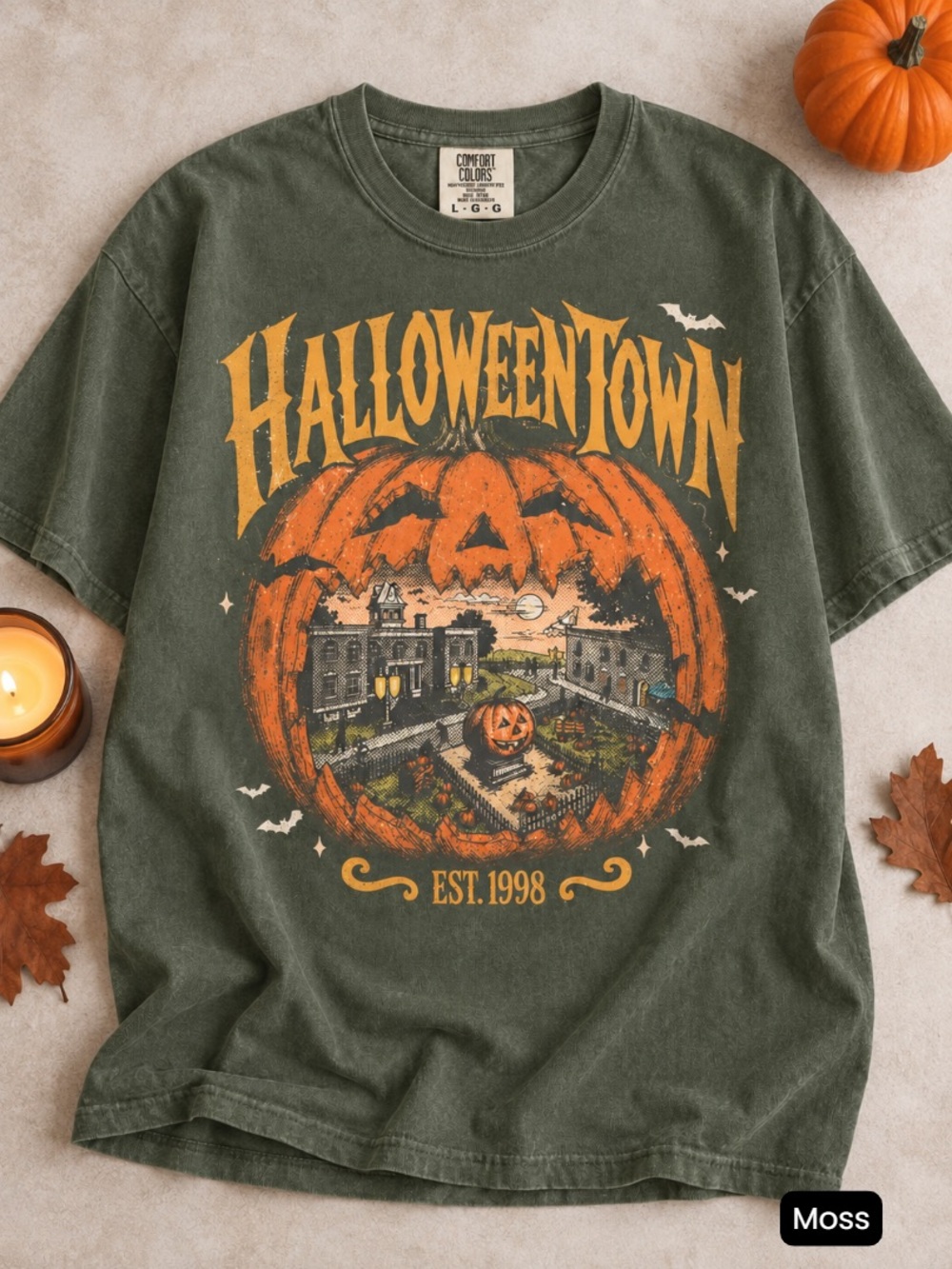 Halloweentown Est 1998 Pumpkin Graphic Shirt Comfort Colors Tee - Picture 4 of 9